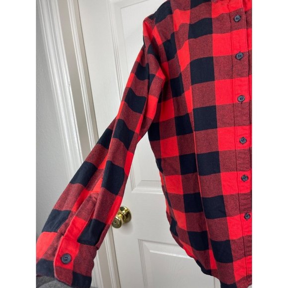 Raspberry Pudding Flannel Shirt Womens Plus Size XXL Black Red Plaid Classic Fit - Picture 6 of 9